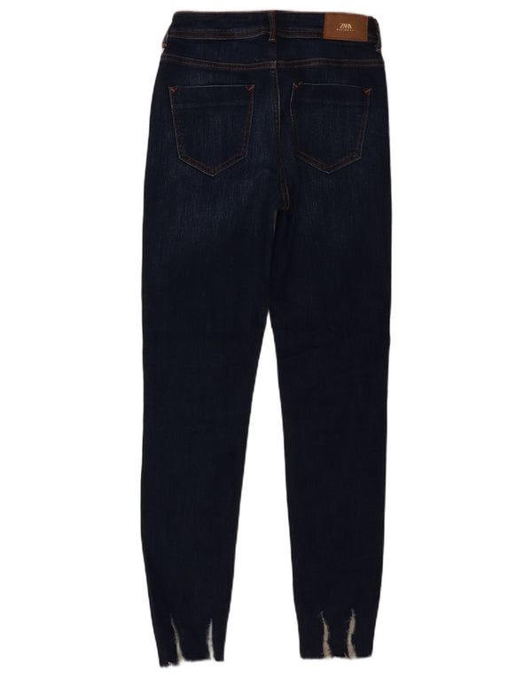 Calça jeans skinny feminina Zara EU 34 2XS W24 L28 algodão azul marinho