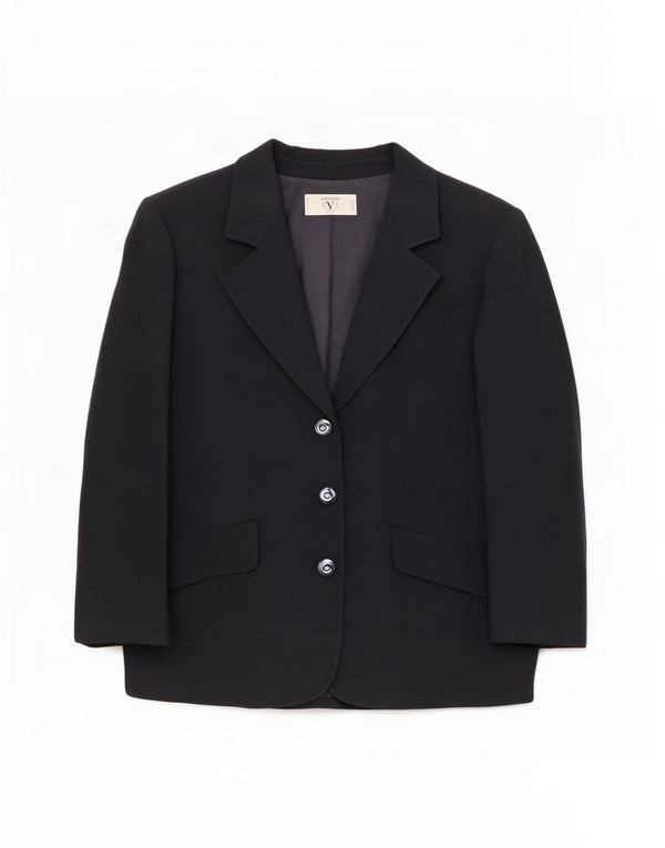 Jaqueta Blazer Feminina Valentino com 3 Botões Reino Unido 16 Grande Acetato Azul Marinho