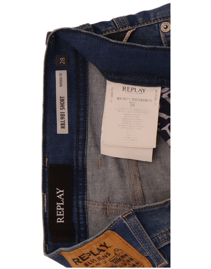 Shorts jeans masculino Replay W28 pequeno azul algodão