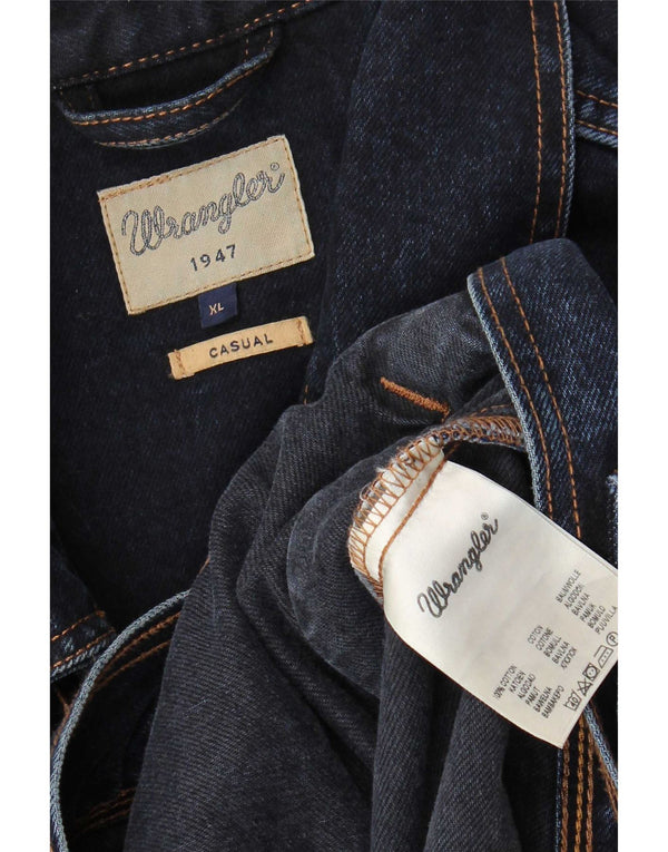 Jaqueta jeans Wrangler masculina UK 42 XL azul marinho algodão