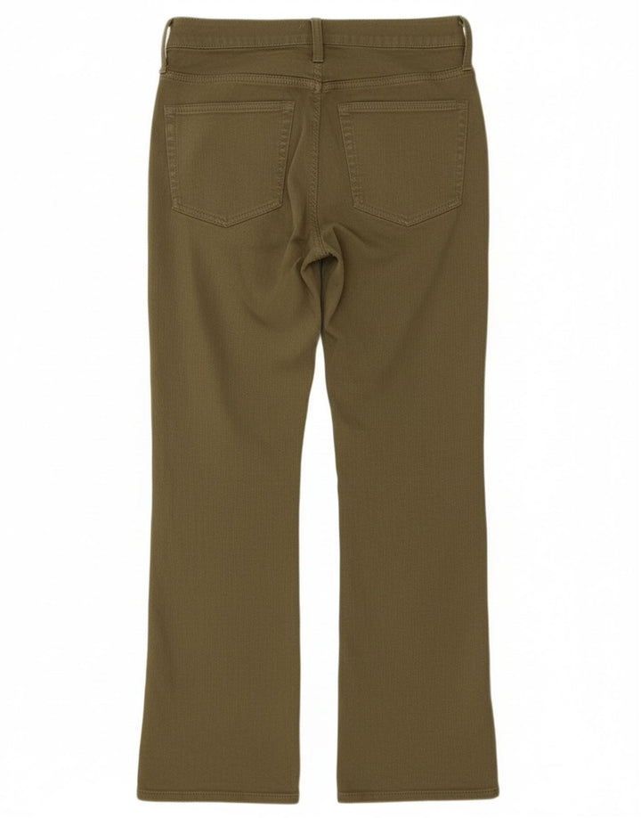 J. CREW Calça feminina casual bootcut W25 L25 algodão cáqui