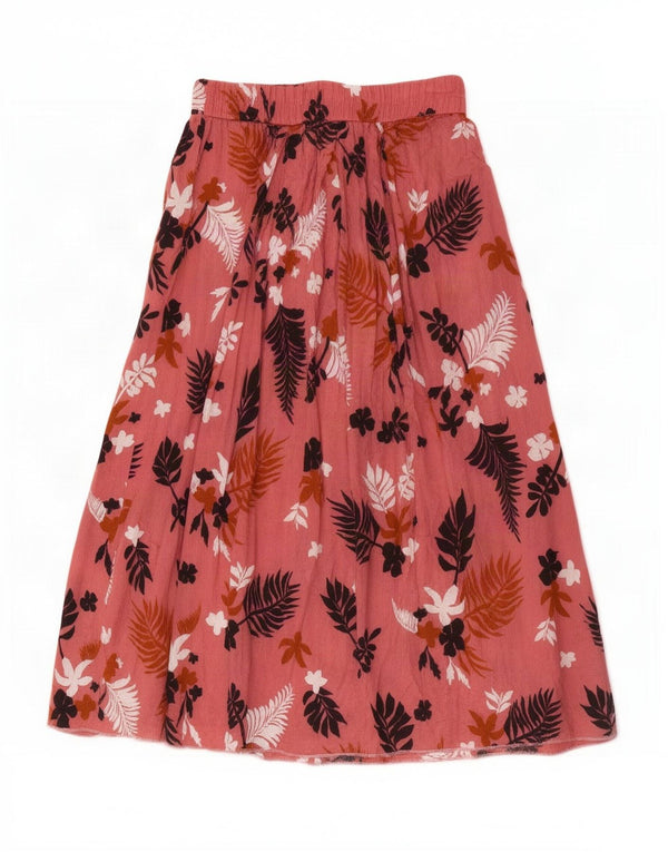 Saia larga feminina Zara pequena W26 rosa floral