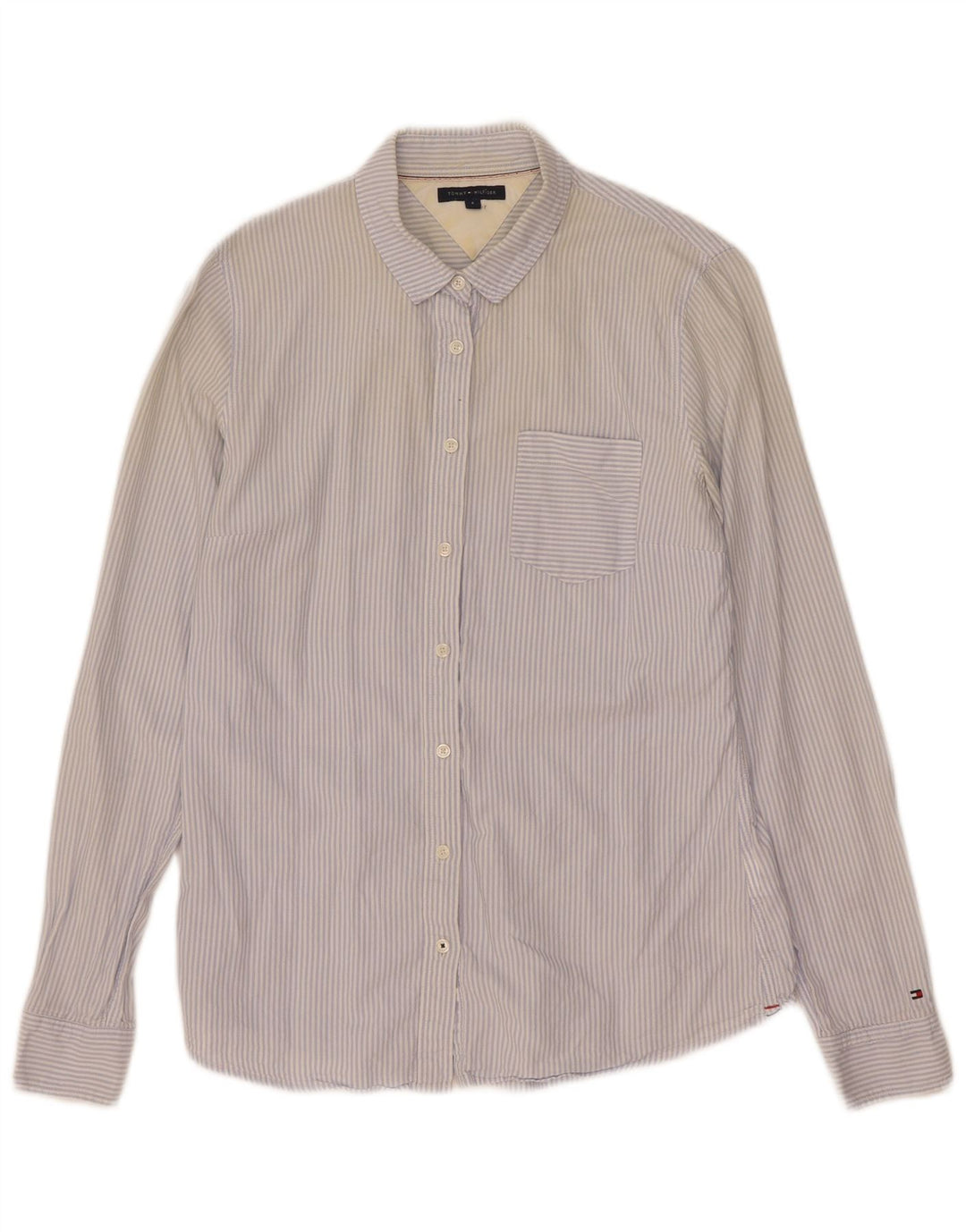Camisa feminina Tommy Hilfiger EUA 6 algodão listrado azul médio