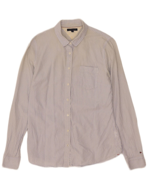 Camisa feminina Tommy Hilfiger EUA 6 algodão listrado azul médio