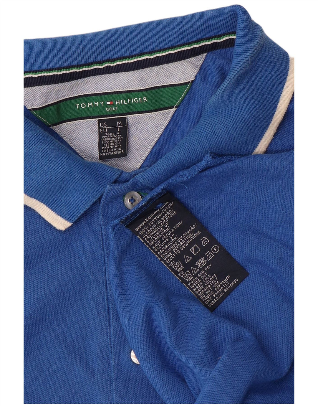 Camisa polo masculina Tommy Hilfiger algodão azul médio