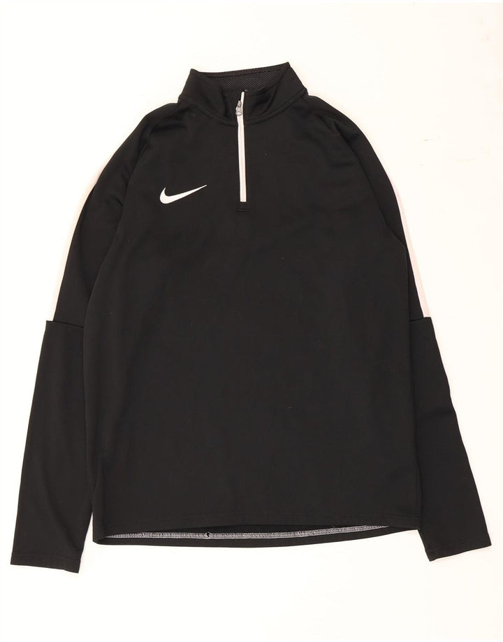 Nike Mens Dri Fit Zip Neck Pullover Treino Top Médio Preto Colourblock
