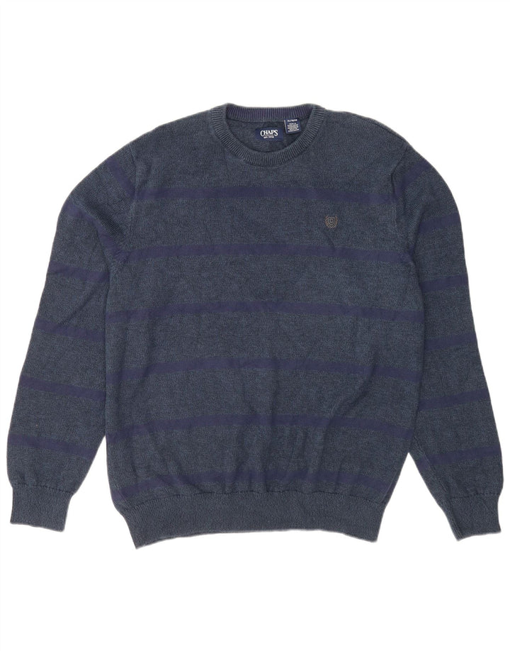 Suéter masculino Chaps com gola redonda XL azul marinho algodão