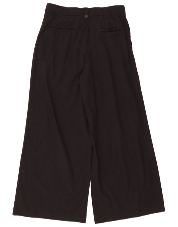 Calça chino feminina Zara com perna larga e grande W30 L30 poliéster preto