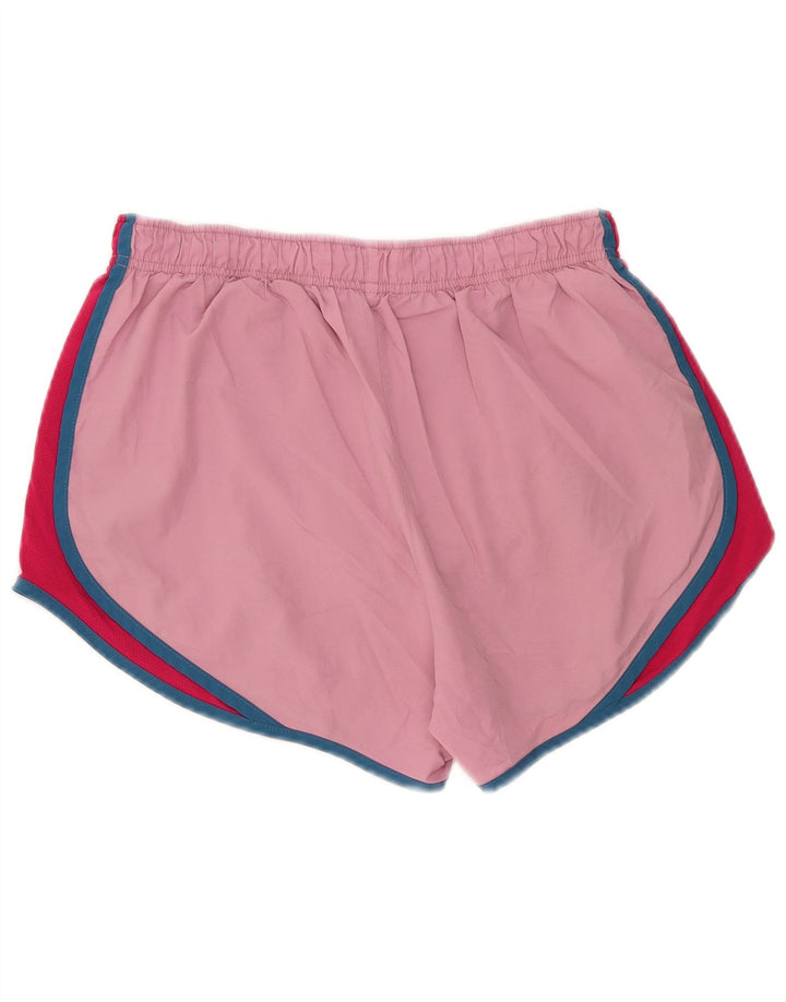 Shorts esportivos femininos Nike Dri Fit UK 12 poliéster colorblock rosa médio