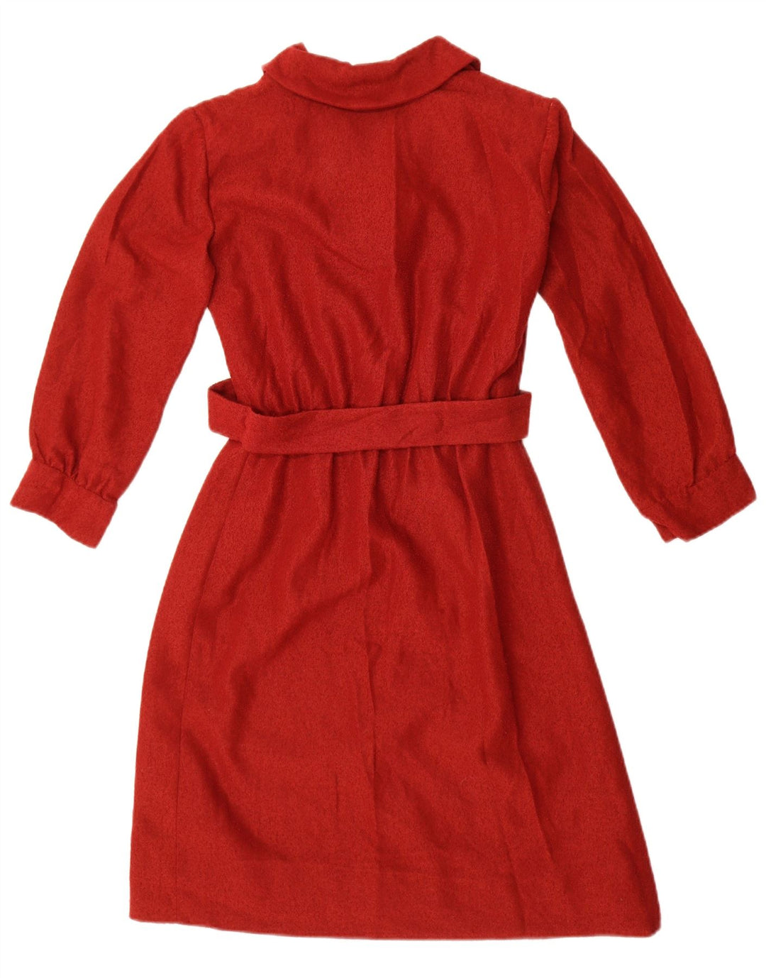 Vestido vintage feminino manga comprida linha A UK 12 vermelho médio