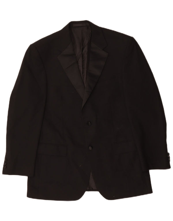 Jaqueta blazer masculina de 2 botões Marks & Spencer Reino Unido 40 poliéster preto médio