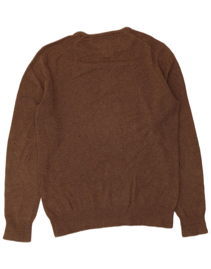 Suéter masculino Tommy Hilfiger com gola redonda, pequeno algodão marrom