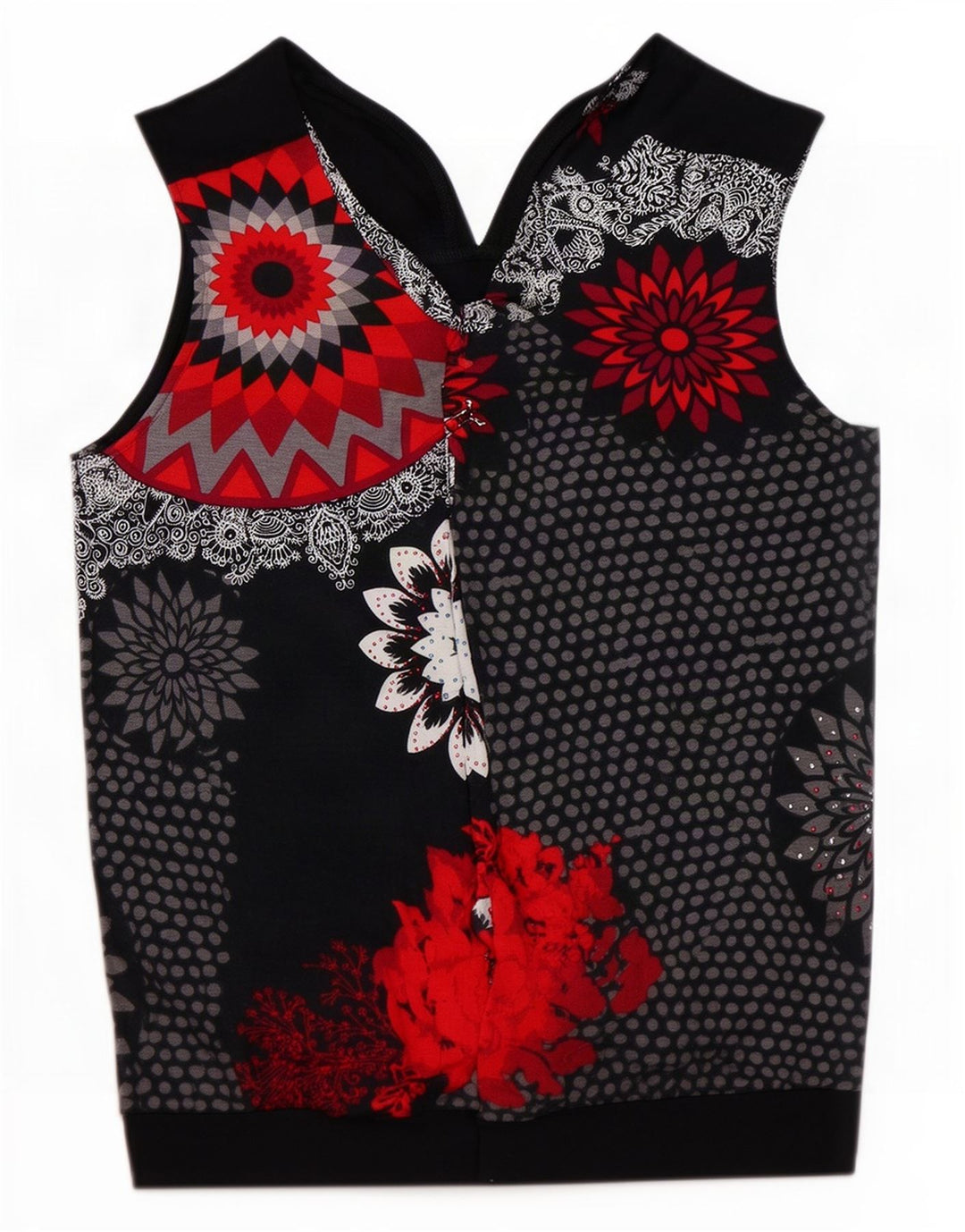 Blusa feminina sem mangas Desigual Top UK 12 médio preto floral