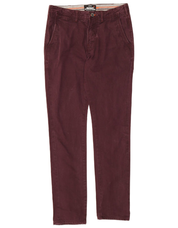 Calça Chino Masculina Superdry Slim W30 L32 Algodão Borgonha