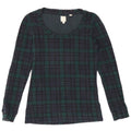 Jack Wills Top feminino de manga comprida Reino Unido 12 algodão xadrez verde médio