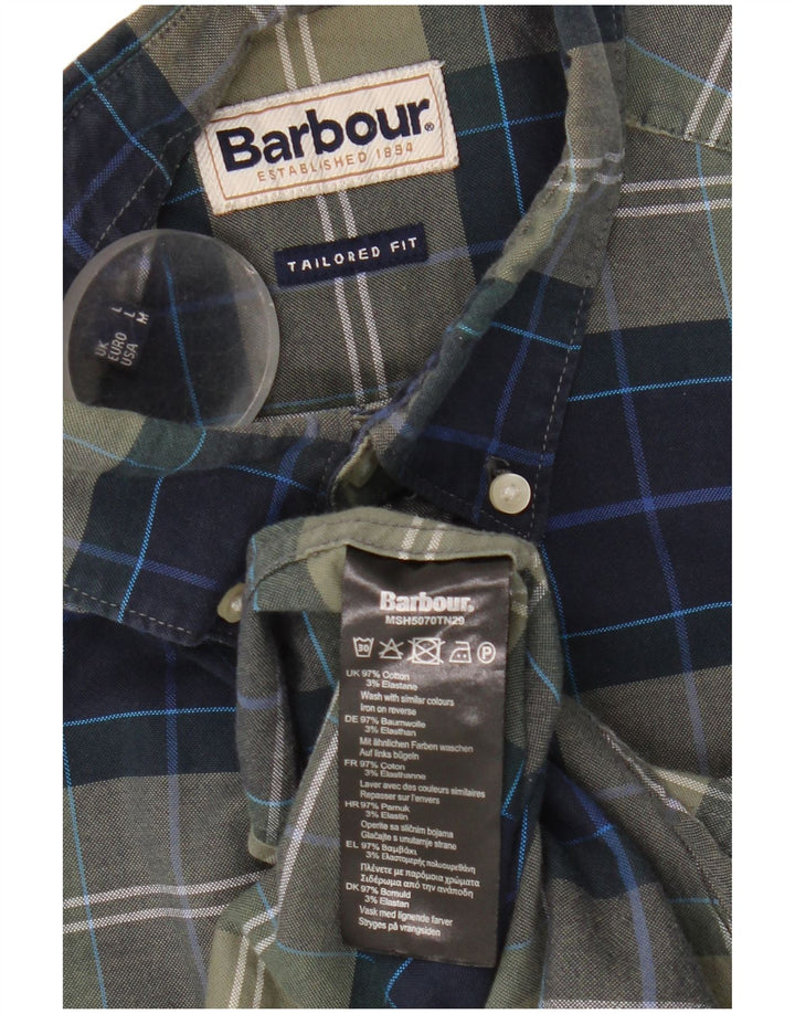 Camisa masculina Barbour sob medida de algodão xadrez verde grande