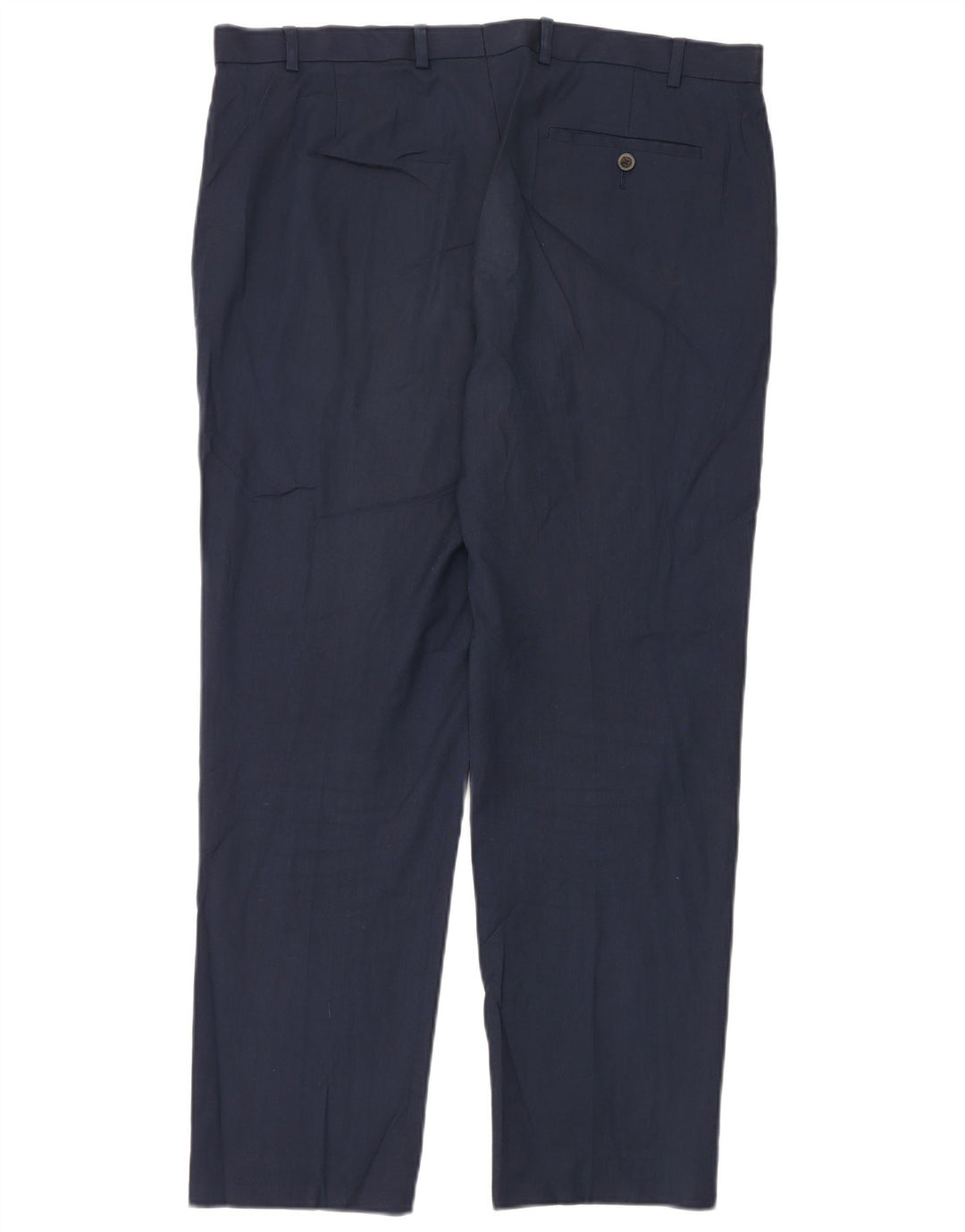 Calça masculina de terno reto Marks & Spencer W38 L31 azul marinho poliéster