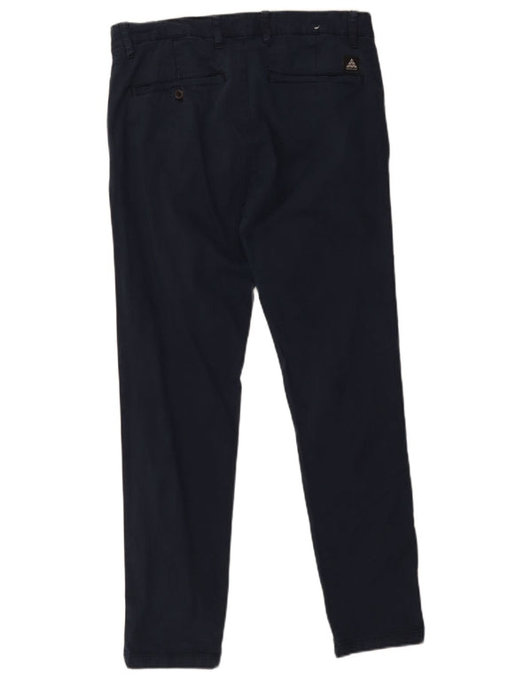 Zara Mens Slim Chino Calças EU 42 Grande W32 L30 Azul Marinho Algodão