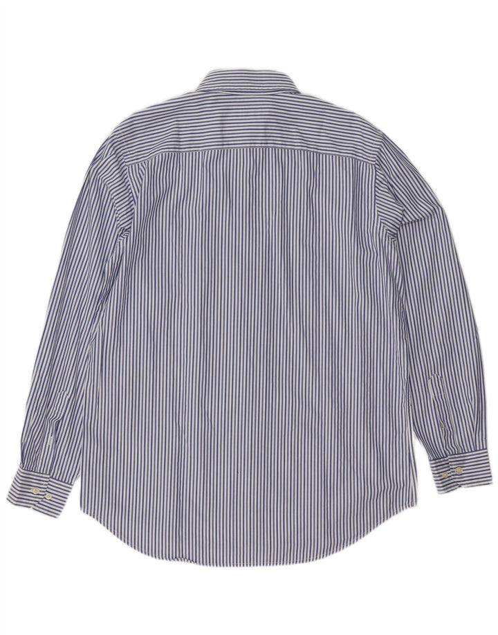 Camisa masculina Avirex de algodão listrado azul grande