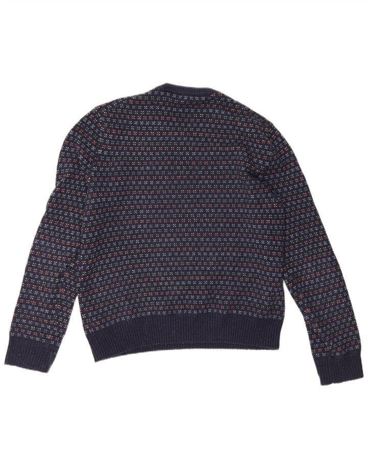 Suéter masculino Gap com gola redonda, lã manchada azul marinho médio