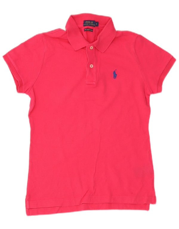 Polo Ralph Lauren Camisa masculina skinny pequena de algodão rosa