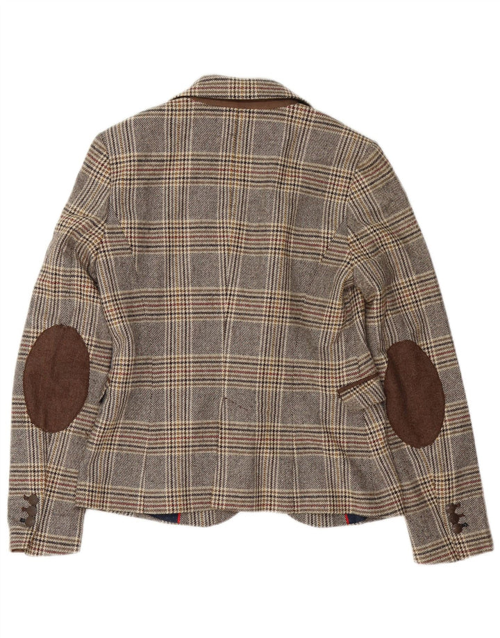 Jaqueta blazer feminina Zara com 1 botão Reino Unido 14 acetato xadrez cinza médio