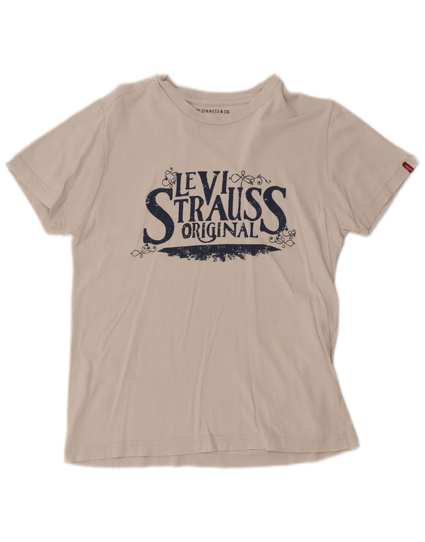 Camiseta feminina gráfica Levi's UK 10 pequena branca