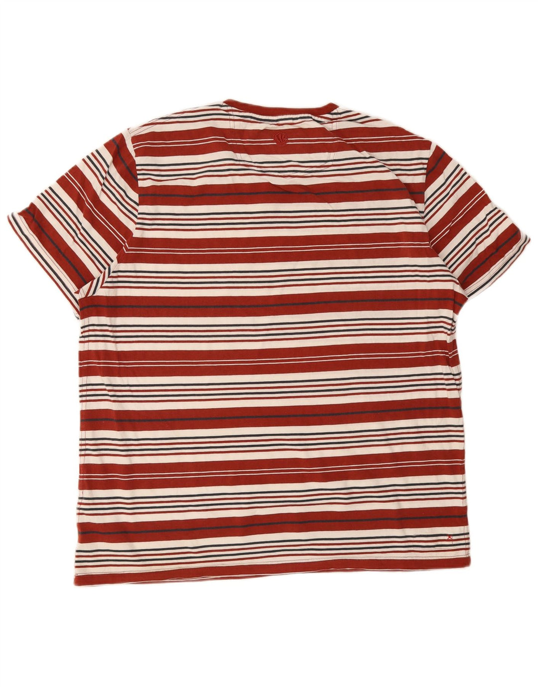 Camiseta masculina Fat Face Top grande de algodão listrado vermelho