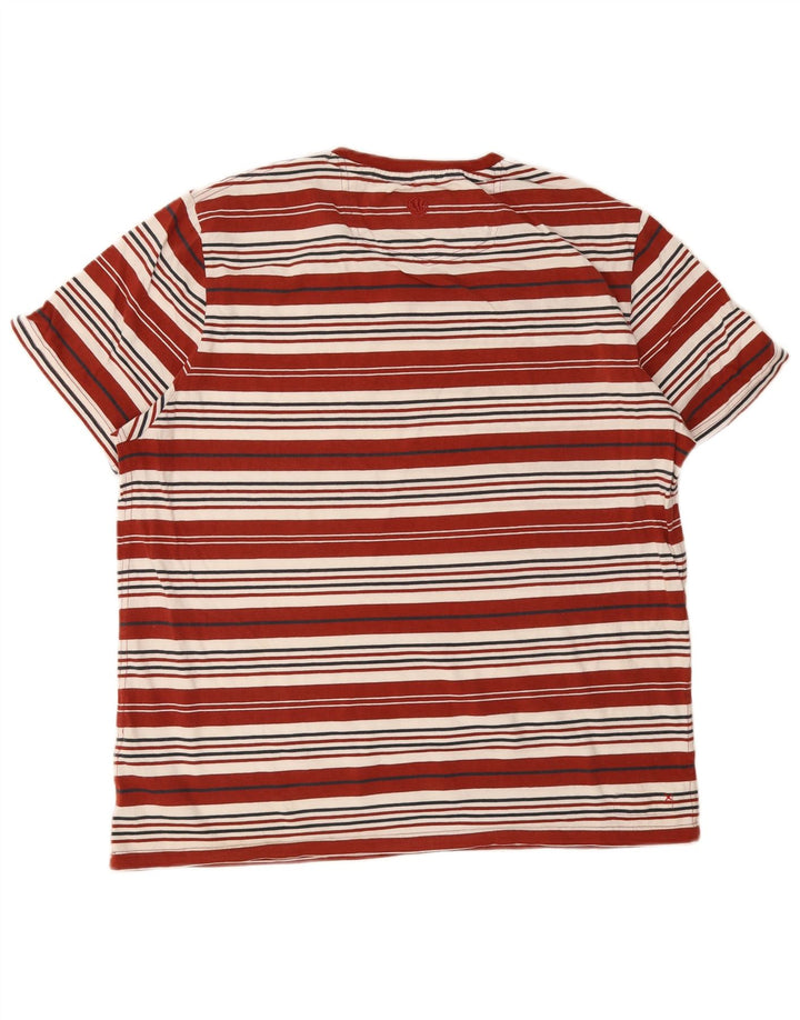 Camiseta masculina Fat Face Top grande de algodão listrado vermelho