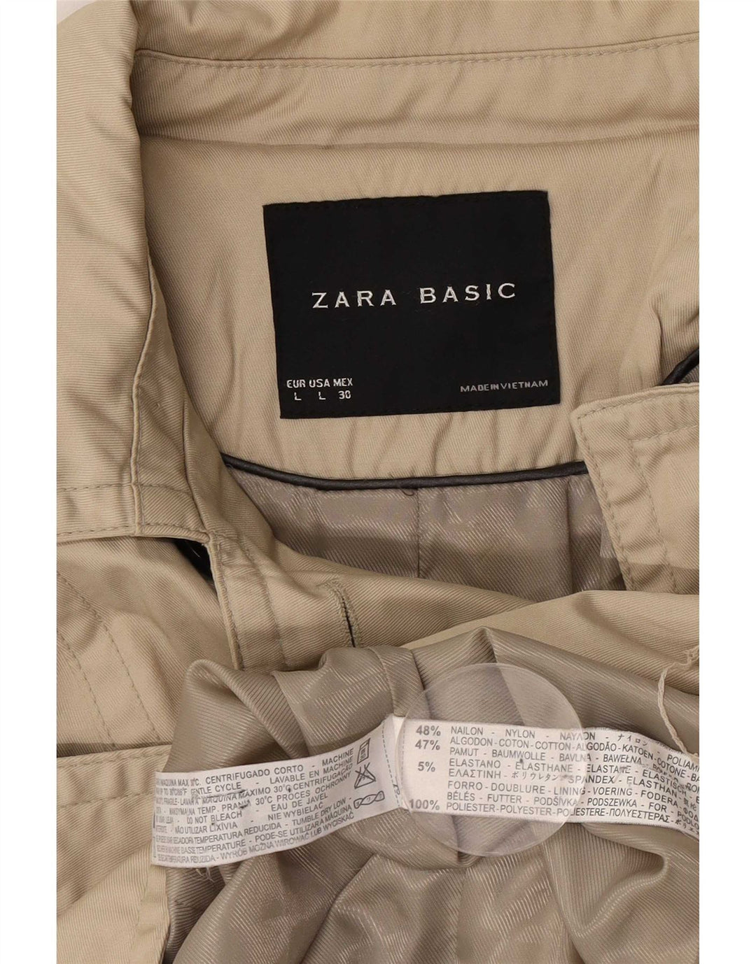 Zara Womens Trench Coat UK 16 Grande Bege Nylon