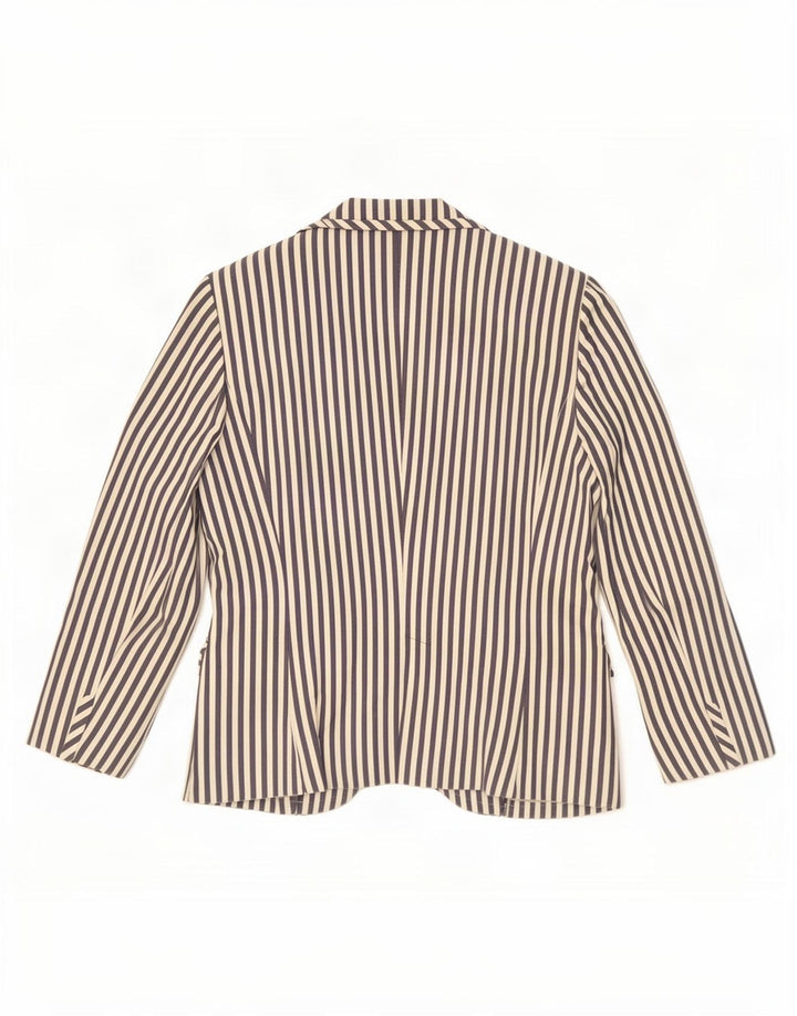 Jaqueta blazer feminina Zara com 2 botões UK 18 XL azul marinho listrado