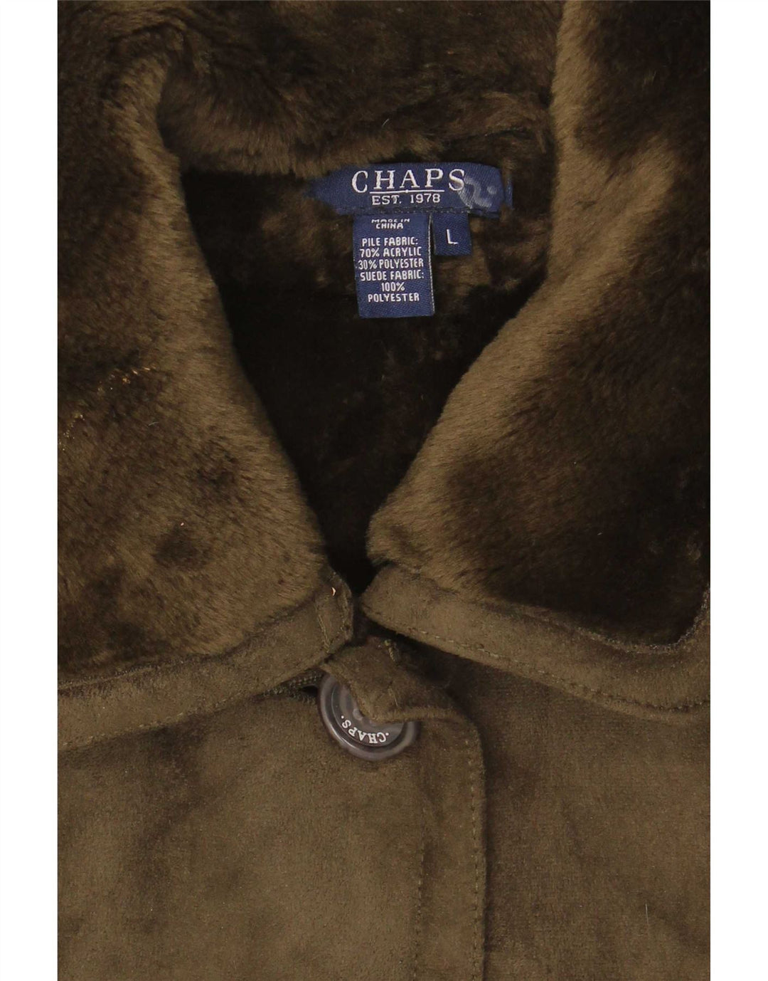 Jaqueta feminina Sherpa Chaps UK 14 grande acrílico cáqui