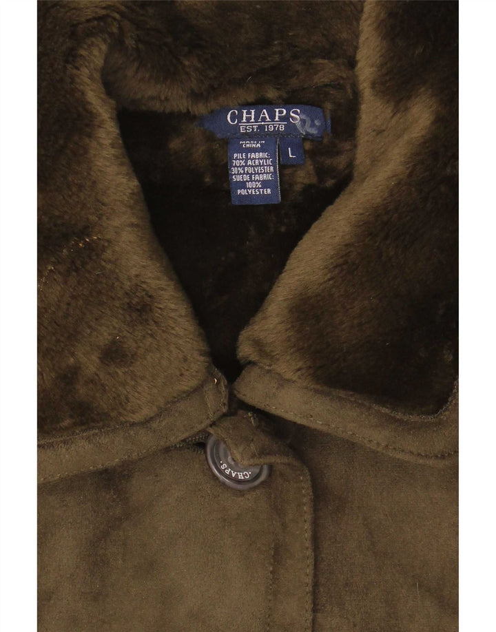 Jaqueta feminina Sherpa Chaps UK 14 grande acrílico cáqui