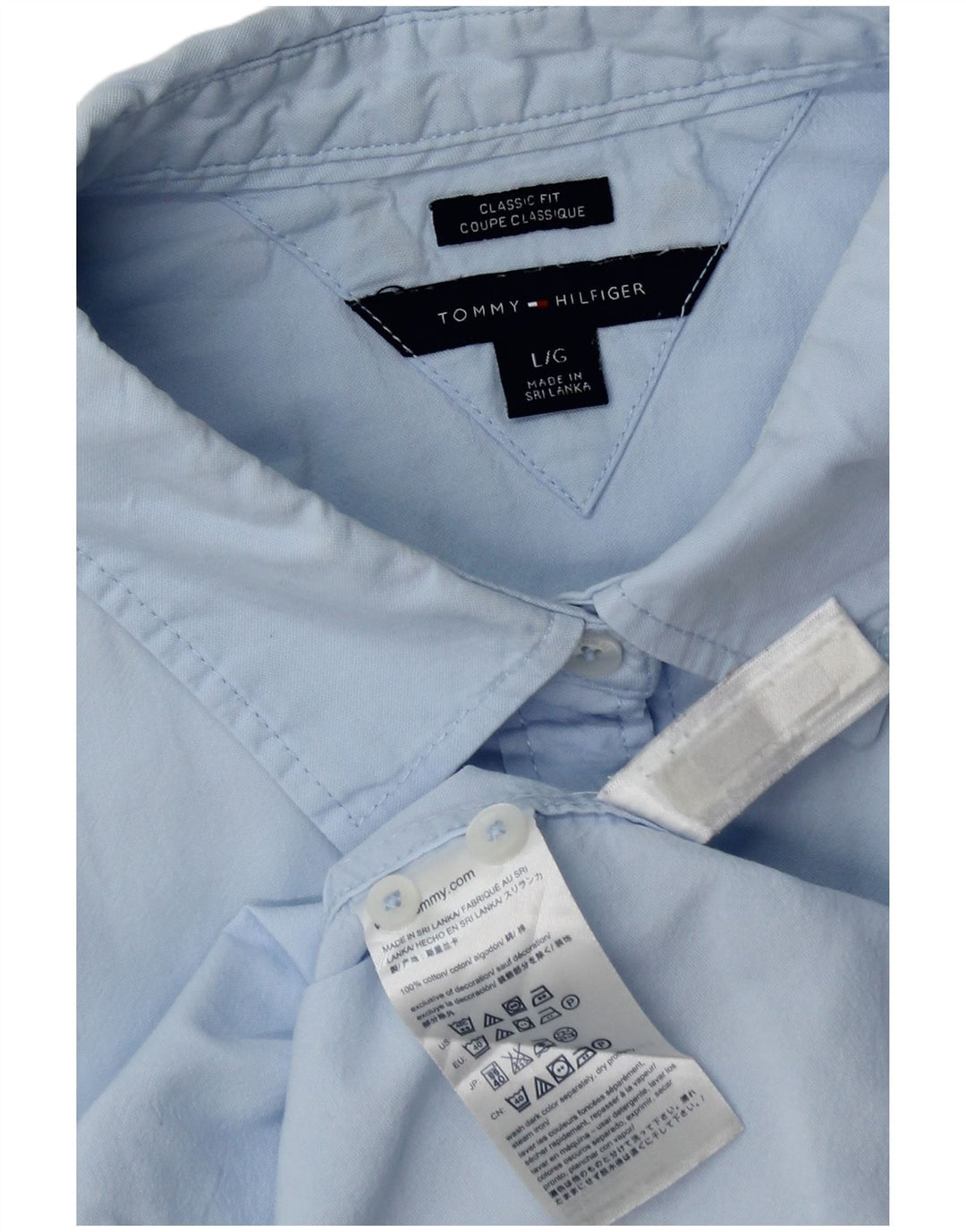 Camisa feminina Tommy Hilfiger Classic Fit grande algodão azul