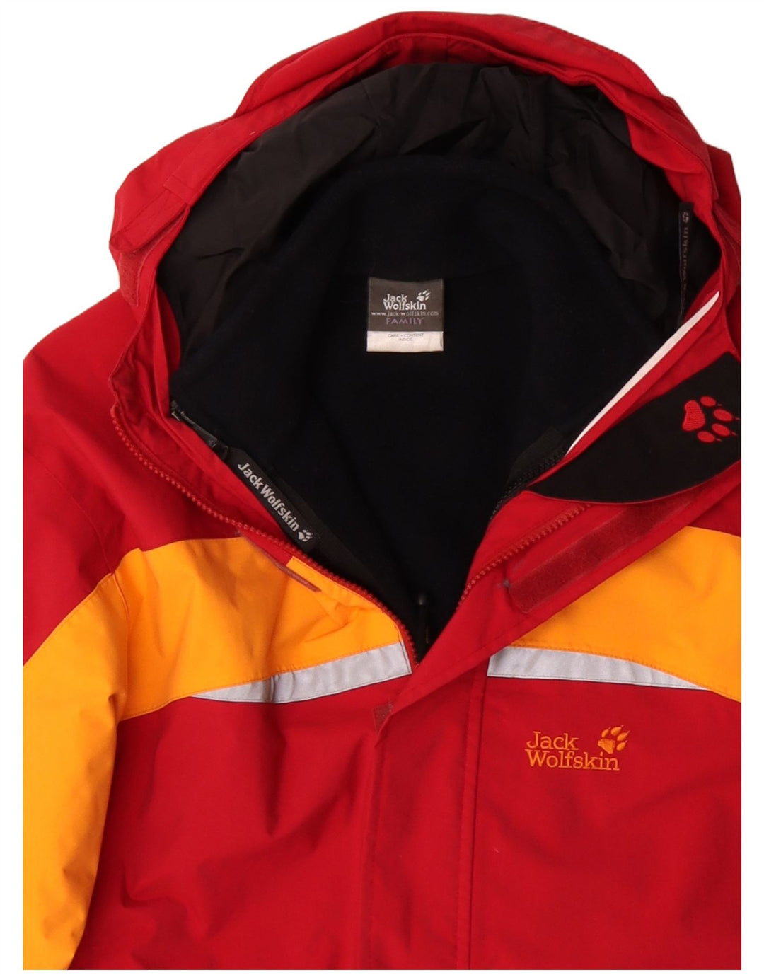 Jaqueta corta-vento gráfica Jack Wolfskin Boys 15-16 anos vermelho bloco colorido