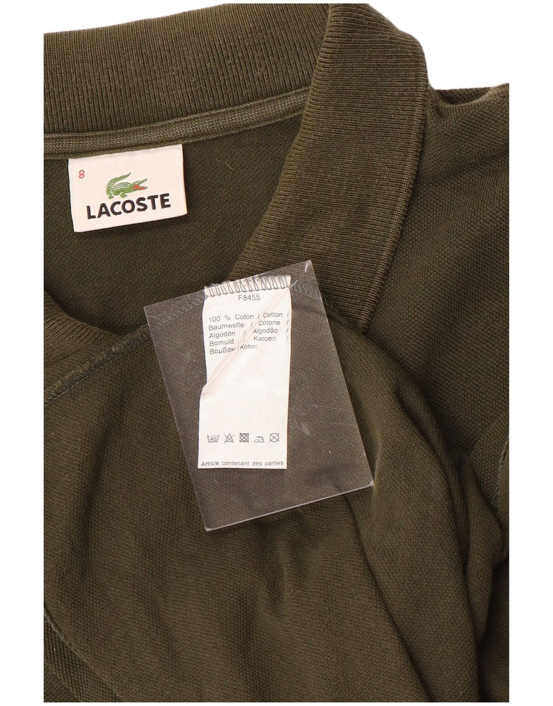 Camisa polo masculina de manga comprida LACOSTE tamanho 8 3XL algodão cáqui