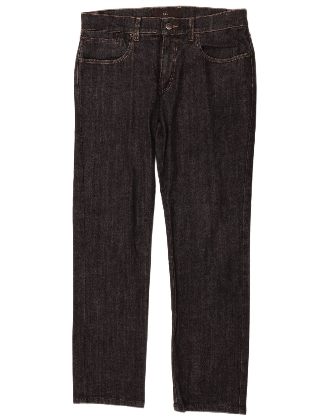 Calça jeans masculina Zegna Regular Rise Classic Fit Straight W33 L30 Cinza Clássico