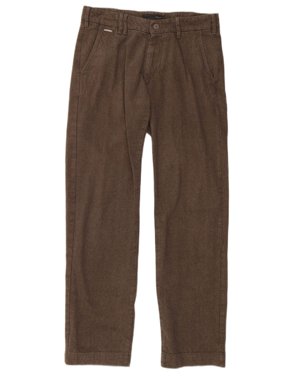Marlboro Classics Mens Straight Chino Calças W32 L34 Marrom