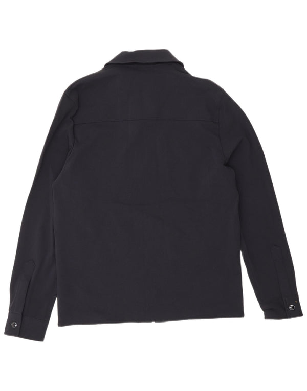 Jaqueta utilitária masculina Zara UK 38 poliéster azul marinho médio
