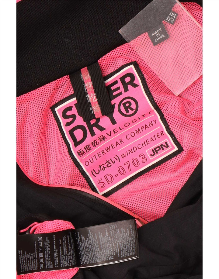 Jaqueta de chuva feminina Superdry com capuz Reino Unido 14 grande nylon preto