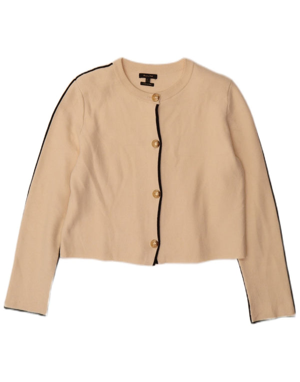 Suéter cardigan feminino Massimo Dutti UK 10 pequeno bege viscose