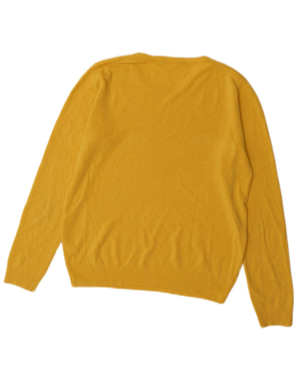 Suéter feminino Marks & Spencer com gola canoa Reino Unido 10 pequeno acrílico amarelo