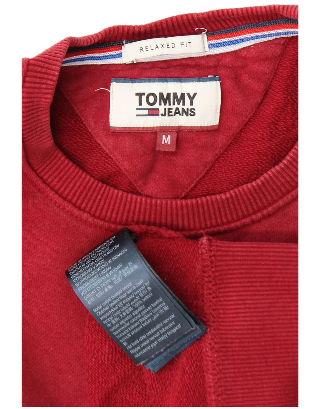 TOMMY HILFIGER Masculino Relaxed Fit Moletom Jumper Médio Algodão Vermelho