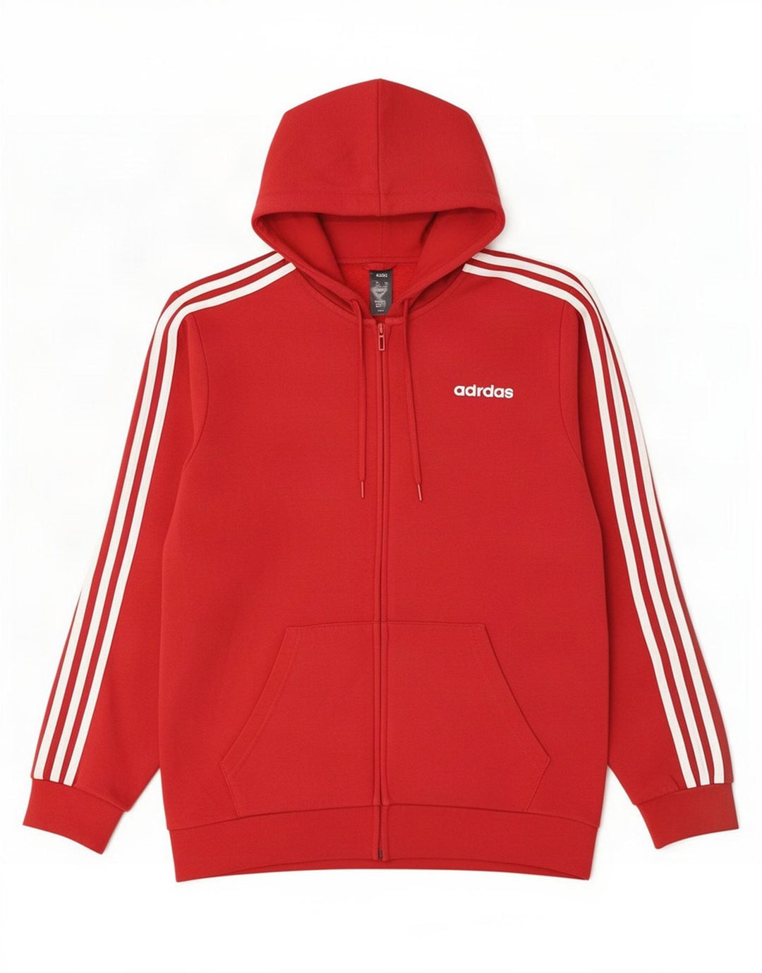 Adidas masculino zip moletom com capuz médio algodão vermelho