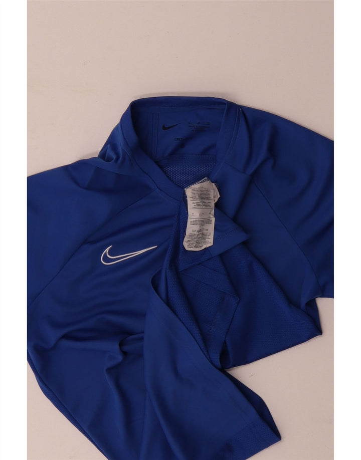 Camiseta masculina NIKE Dri Fit Top pequeno azul colorblock poliéster