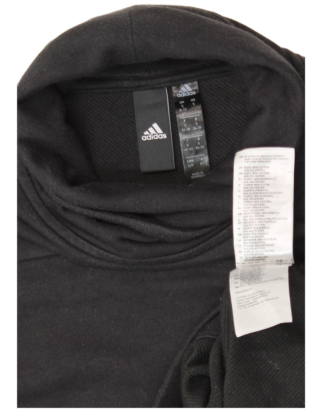 Adidas feminino gráfico moletom jumper reino unido 8/10 pequeno algodão preto