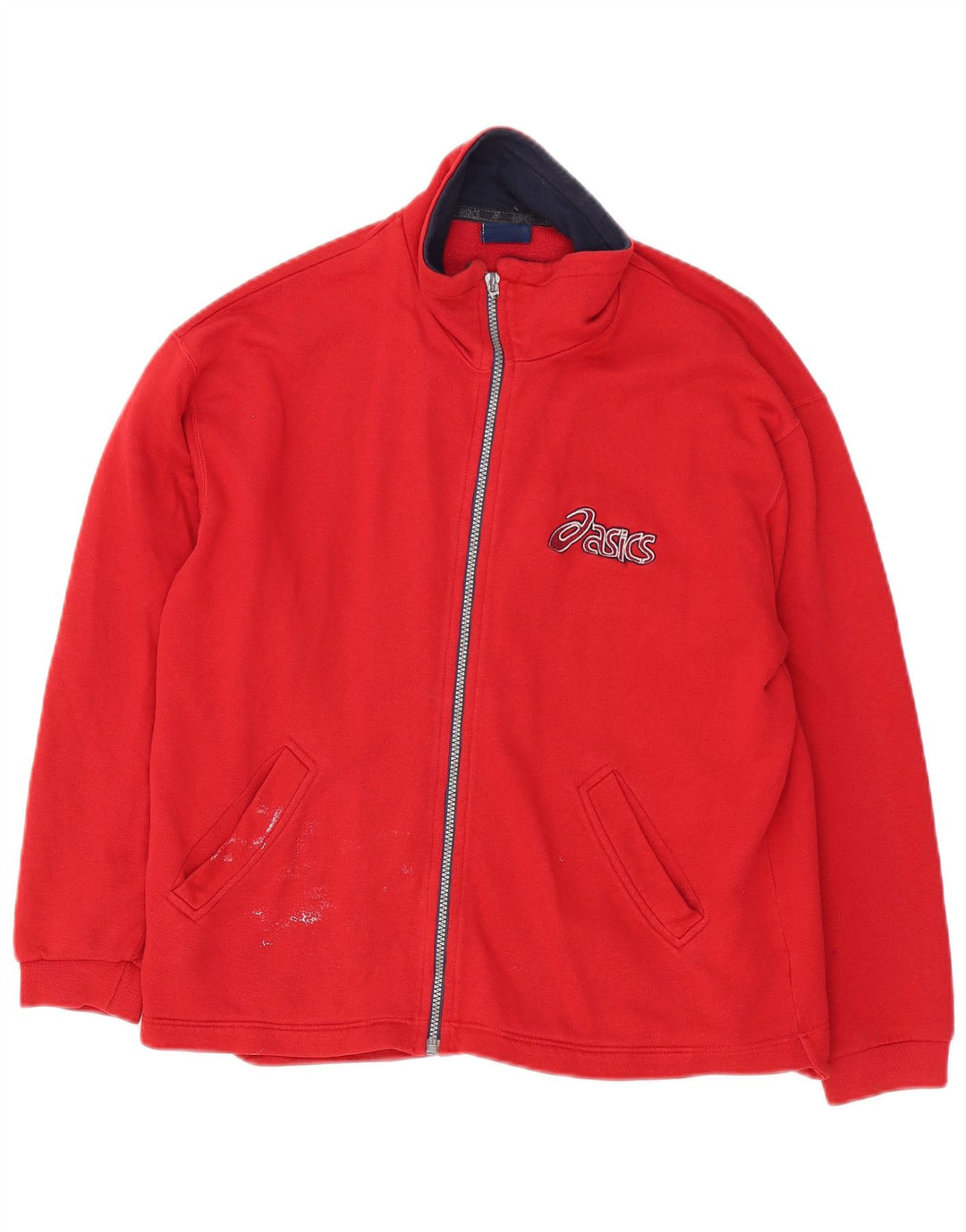 Asics Mens Graphic Tracksuit Top Jaqueta Médio Algodão Vermelho