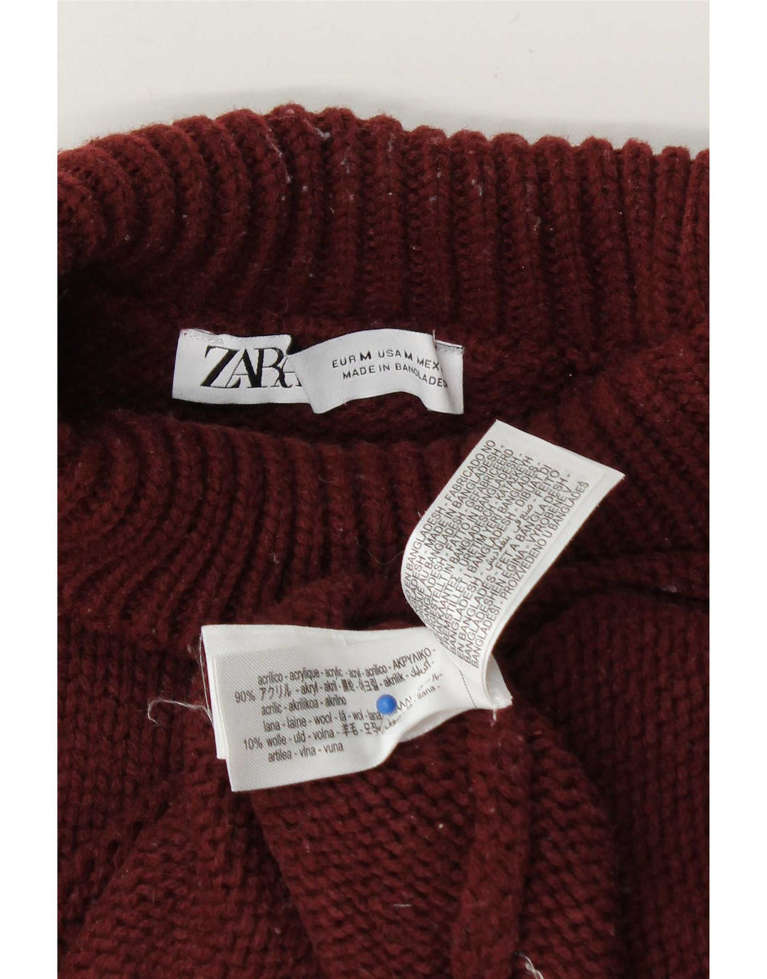 Zara Suéter feminino oversized com gola de tartaruga Reino Unido 14 Médio Borgonha