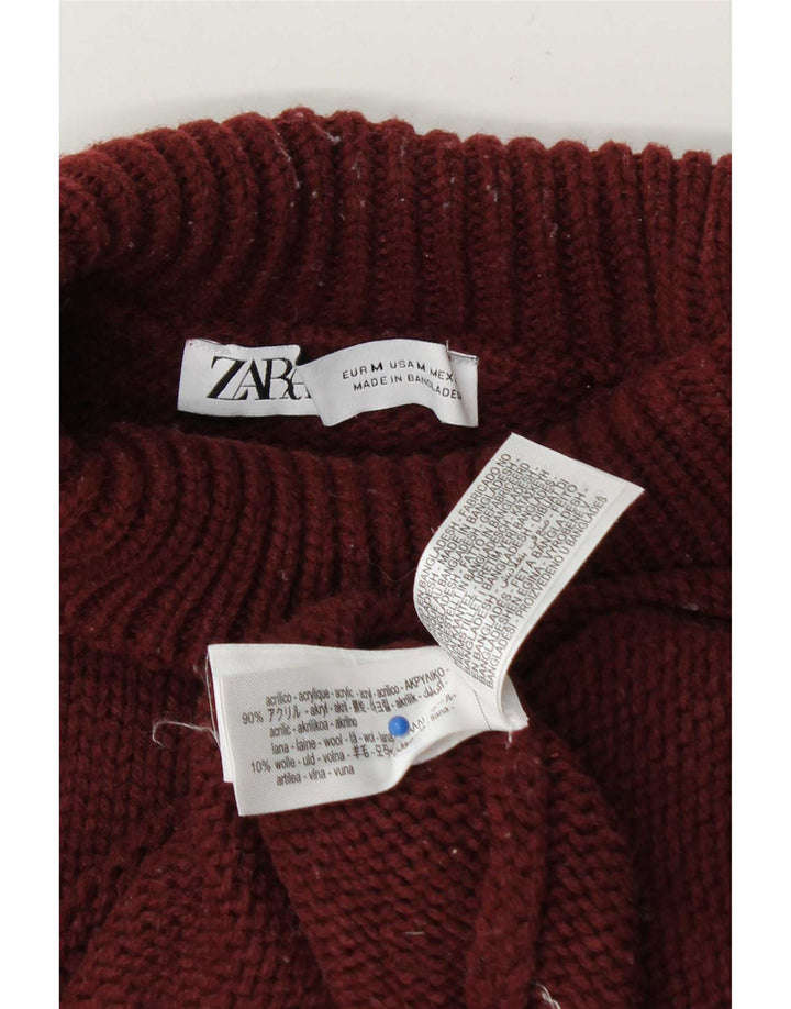 Zara Suéter feminino oversized com gola de tartaruga Reino Unido 14 Médio Borgonha