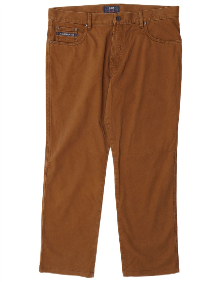 Calça casual masculina BUGATTI Texas reta W38 L30 algodão marrom